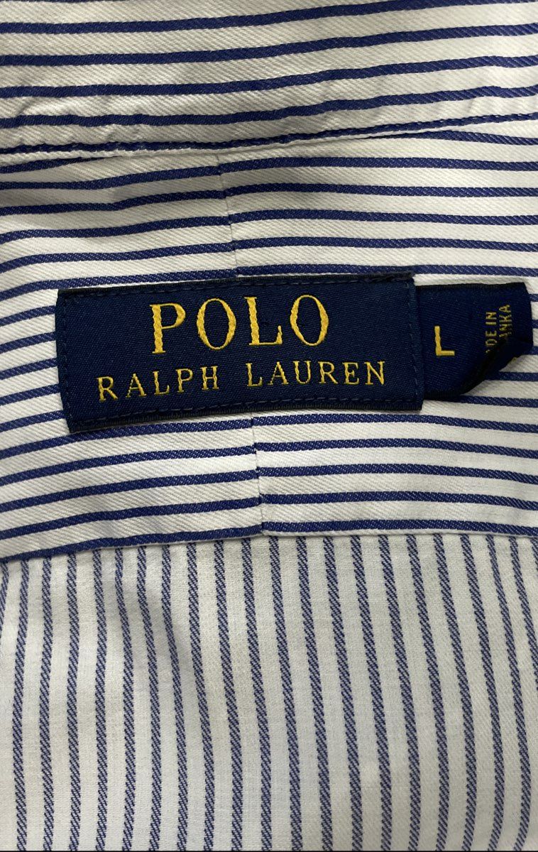 Polo Ralph Lauren Men's Blue Striped Cotton Button-Up Shirt Size L