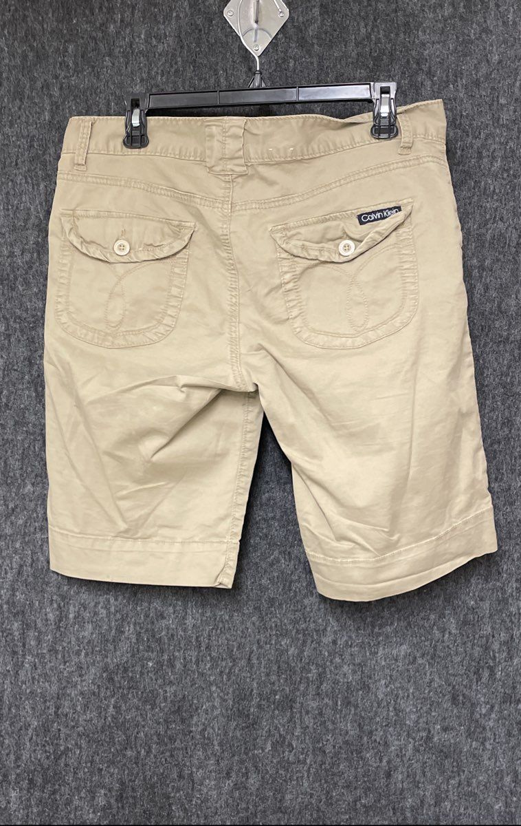 Calvin Klein Jeans Women's Khaki Tan Stretch Cotton Cargo Bermuda Shorts Size 12