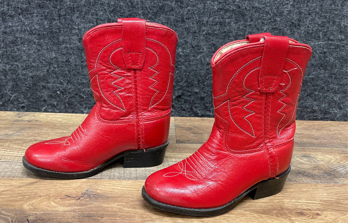 Wild West Kids Red Stitched Western Cowboy Boots