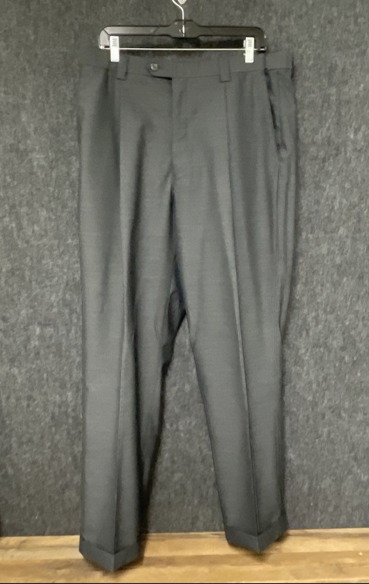 Stacy Adams Men's Gray Grid Check Two-Piece Suit Contrasting Lapel Sz 44L
