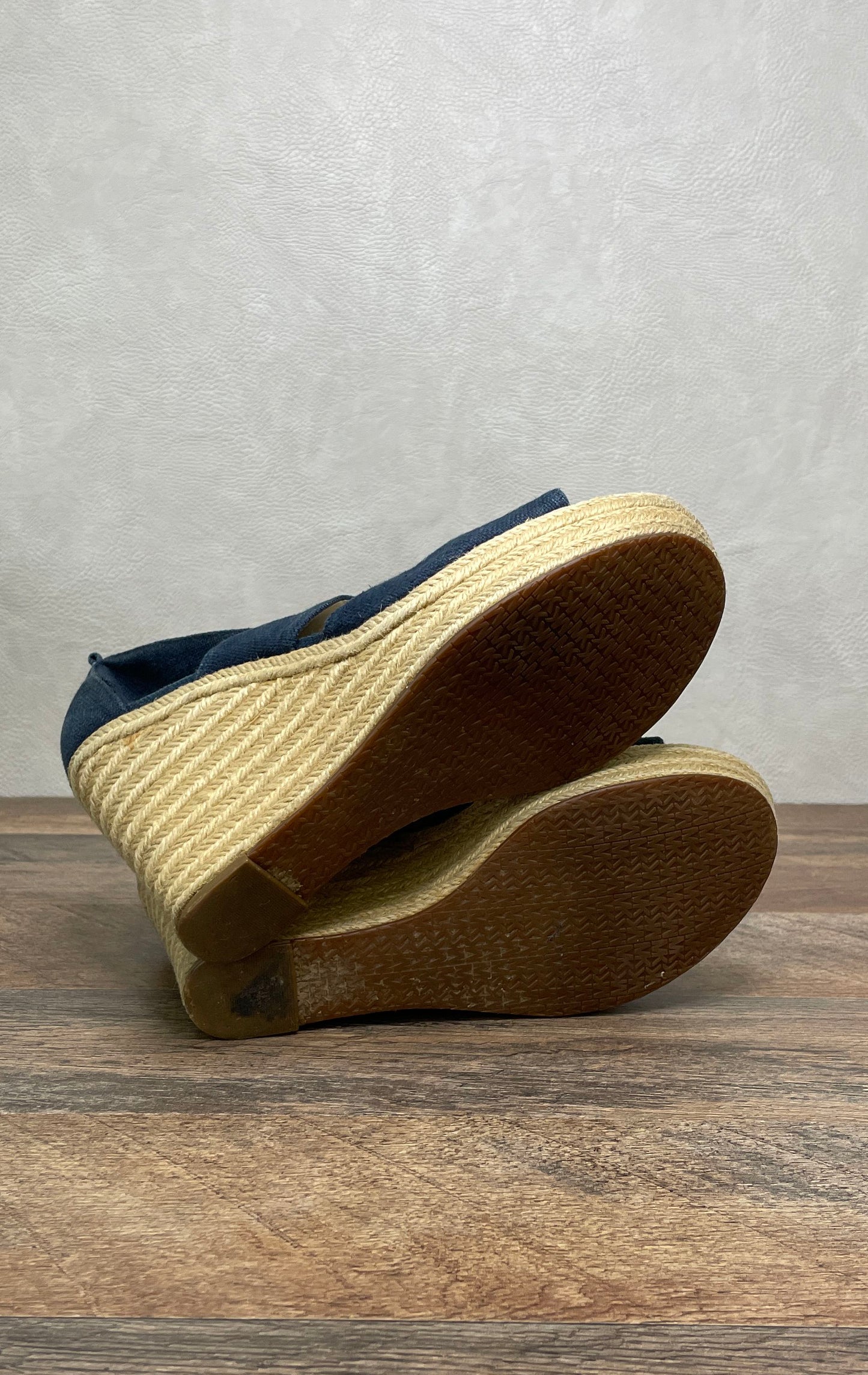Michael Kors Damita Navy Denim Wedge Espadrille Sandals Women's Size 8