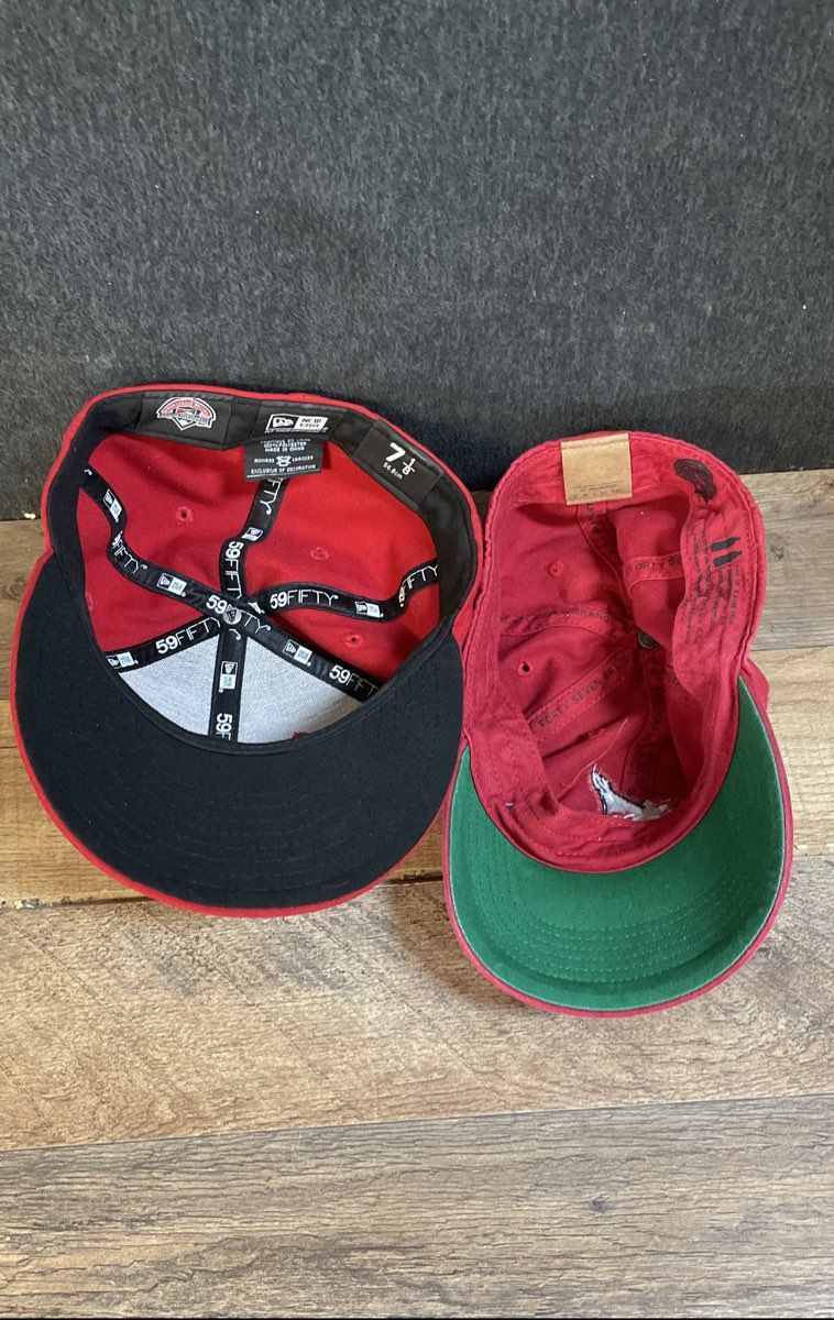 Richmond Flying Squirrels Red Baseball Caps Lot of 2 '47 New Era One Signed