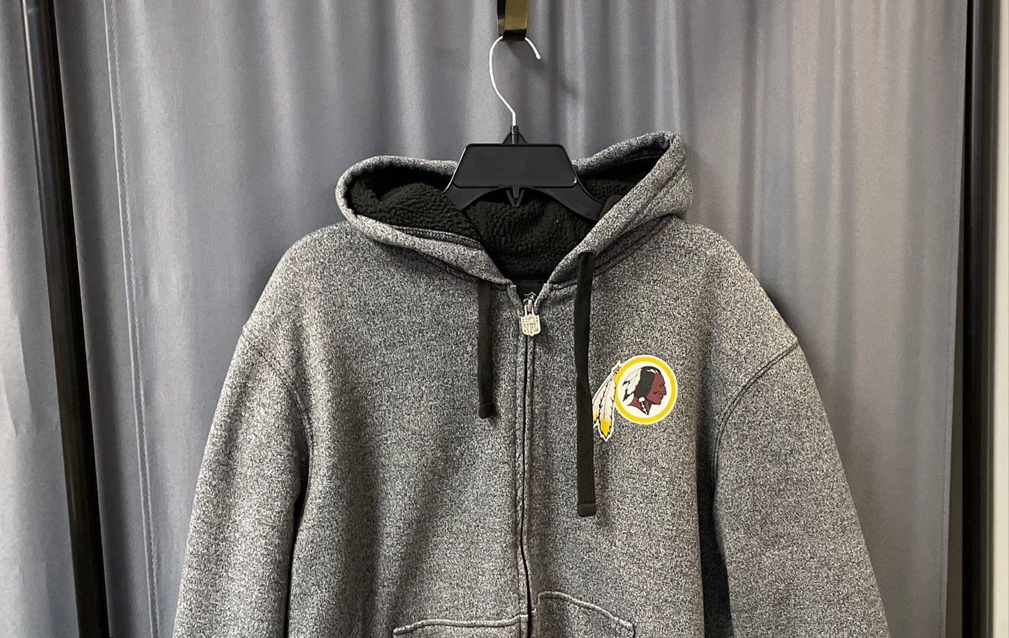 NFL Pro Line Washington Redskins Gray Heather Sherpa Lined Zip Up Hoodie Sz L
