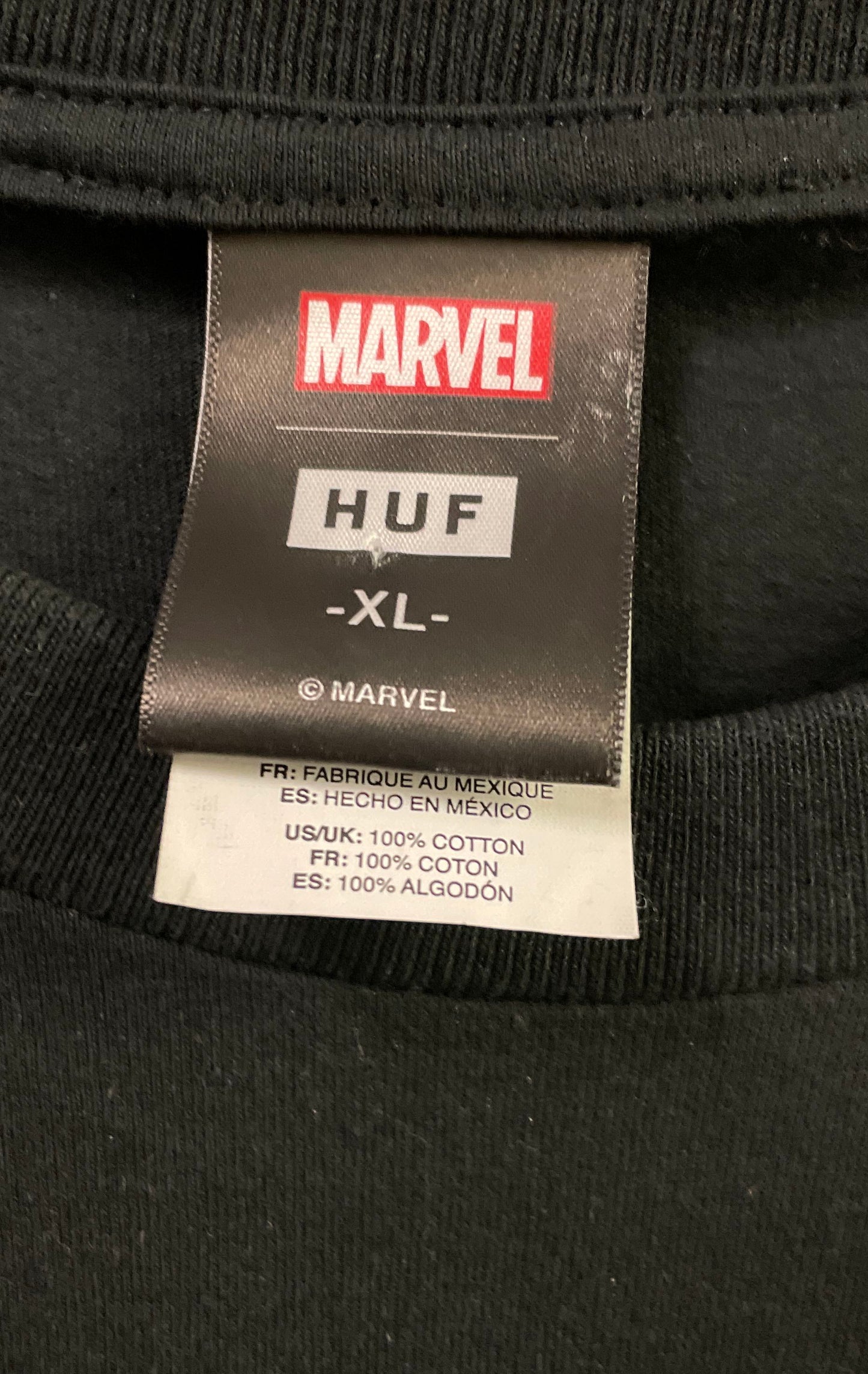 HUF Men's Deadpool Black Graphic Short Sleeve T-Shirt Sz XL