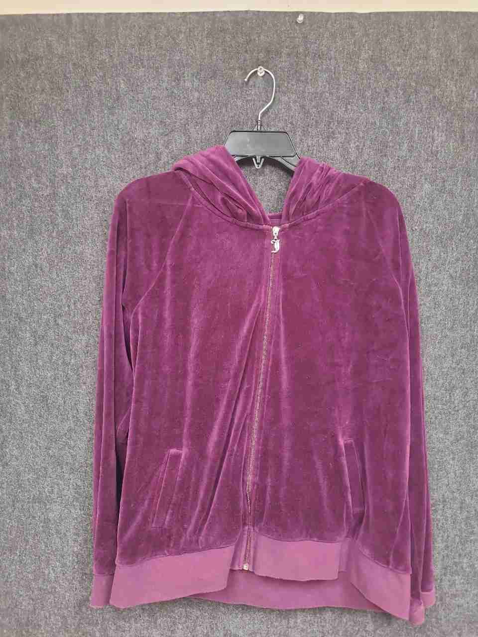Vintage Y2K Juicy Couture Women's Purple Velour Crest Graphic Hoodie Sz XL