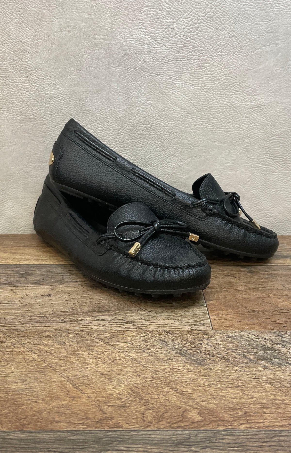 Michael Kors Lillie Moc Black Pebbled Moccasin Flats Women's Size 6M