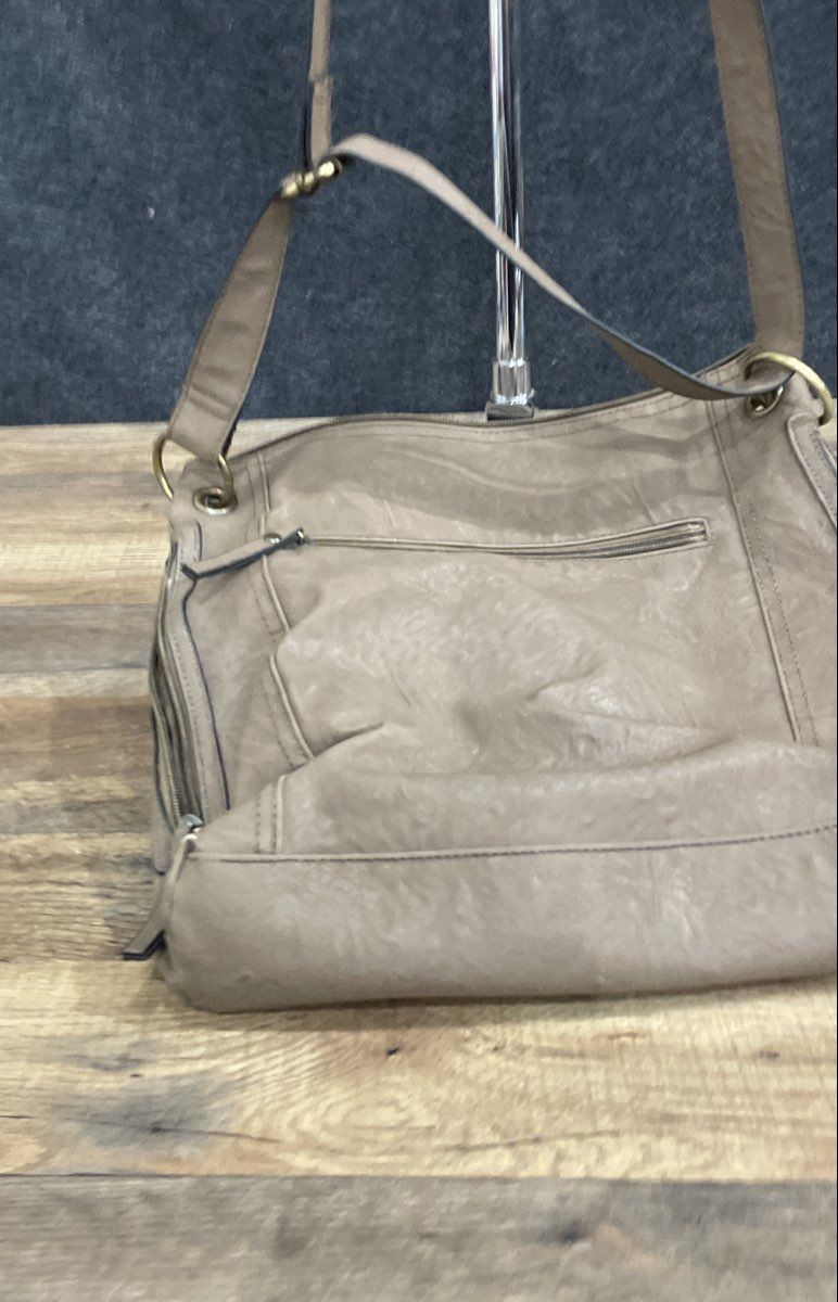 Bueno Brown Faux Leather Multi-Pocket Crossbody Shoulder Bag