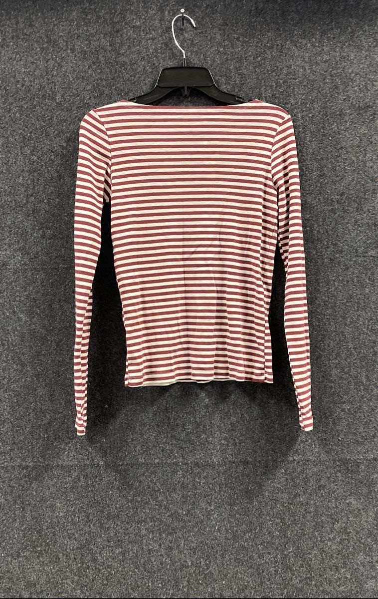 Brandy Melville Women's Red Striped Long Sleeve Boat Neck Shirt NWT Sz S