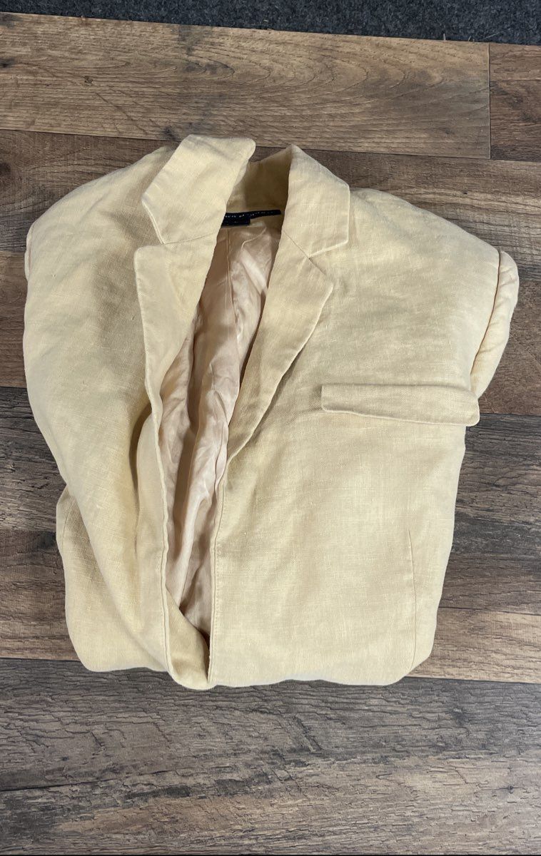 Vintage Ralph Lauren Sport Women's Pale Yellow 100% Linen Blazer Jacket Sz 6