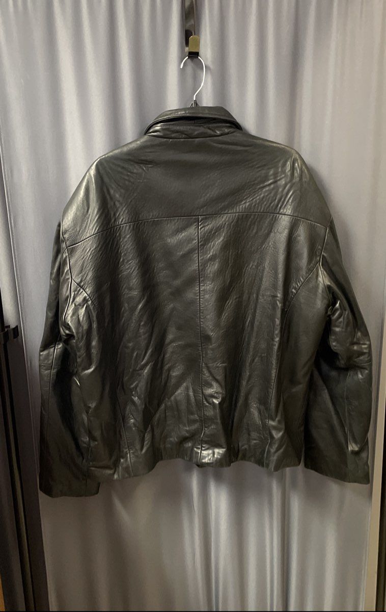 Vintage Y2K Boston Harbour Men's Black Genuine Leather Zip Jacket Quilted Sz XL