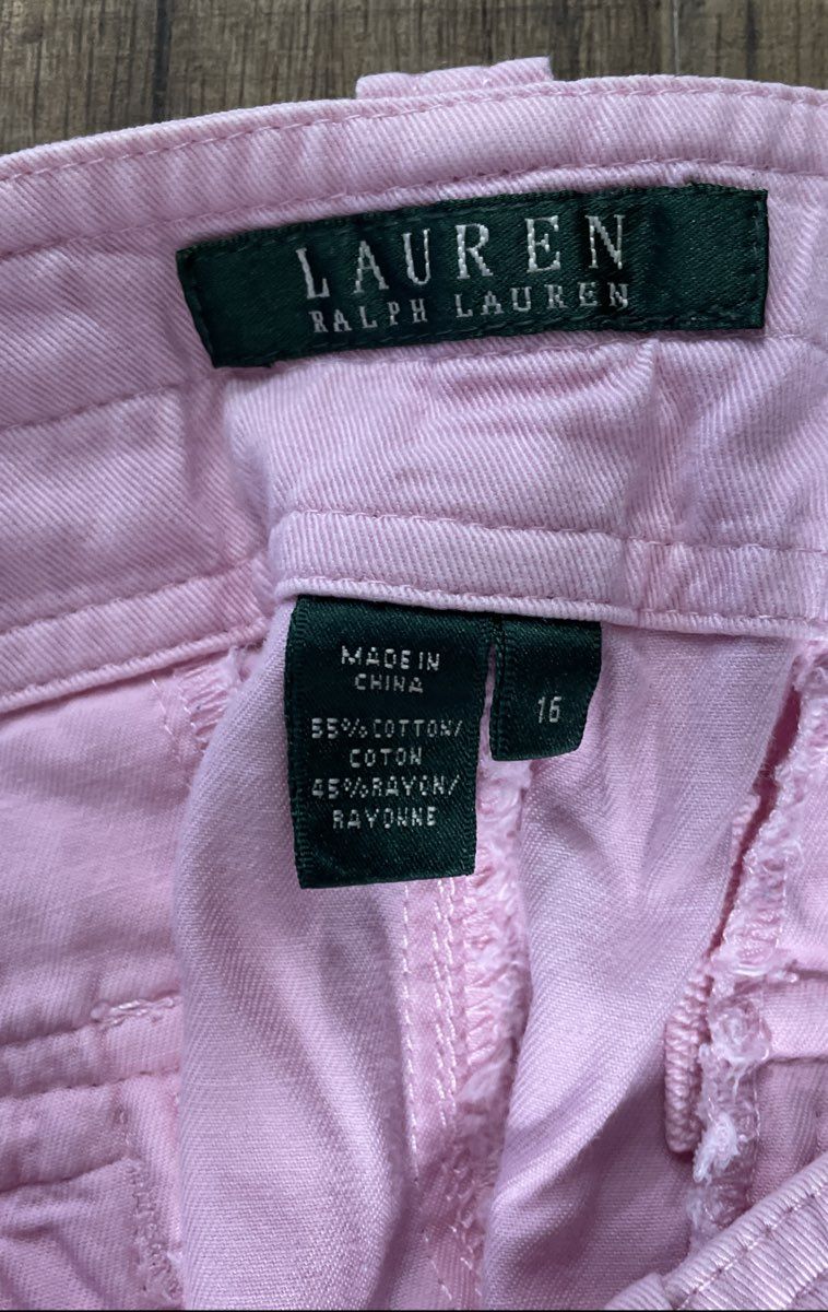 Ralph Lauren Women's Pink Cropped Cargo Capri Pants Cotton Rayon Utility Sz 16