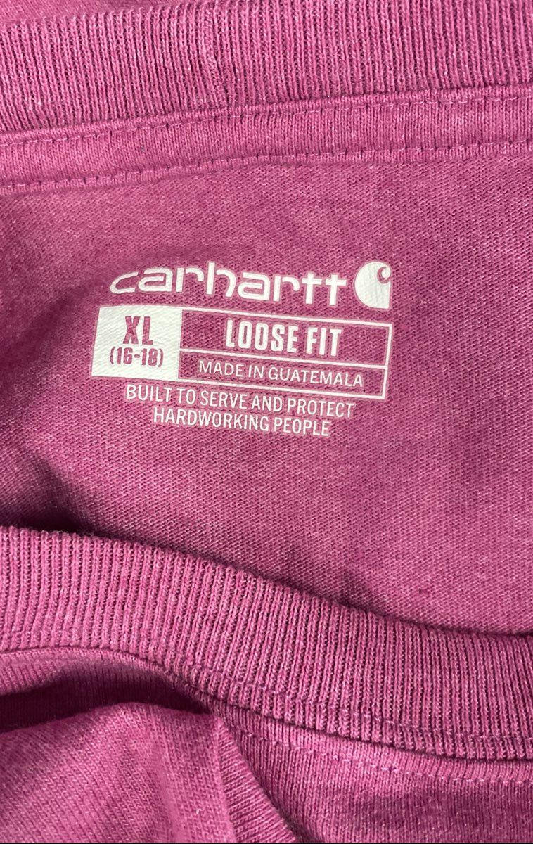 Carhartt Youth Loose Fit Short Sleeve Pocket T-Shirt Pink Sz XL 16-18