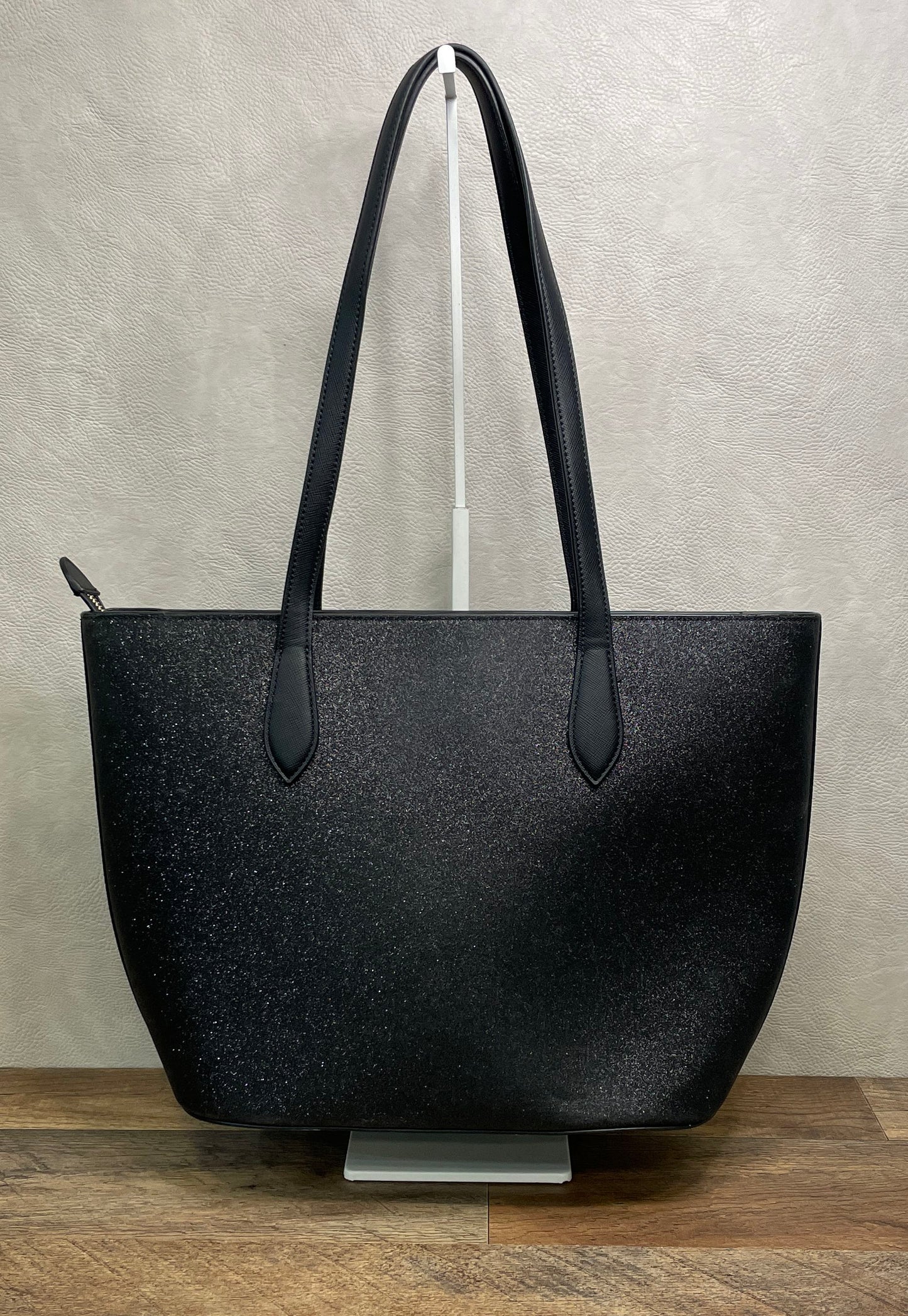 Kate Spade New York Black Glitter Glimmer Large Top Zip Tote Shoulder Bag