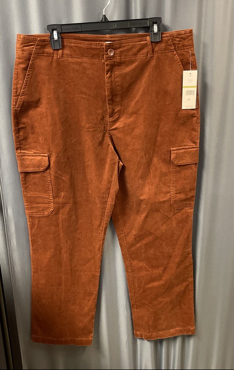 Nanette Lepore Women's Spice Brown Corduroy Cargo Pants NWT Size 14