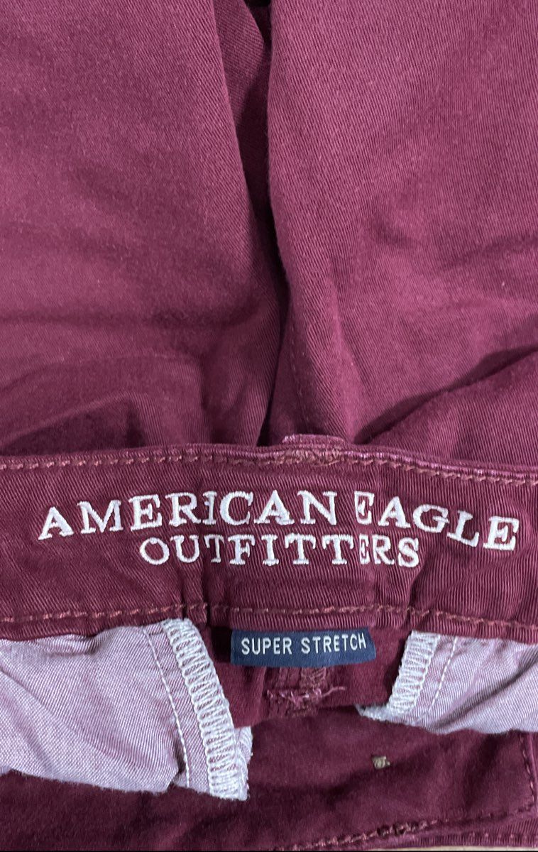 American Eagle Women's Burgundy Skinny Super Stretch Pants Maroon Sz 6