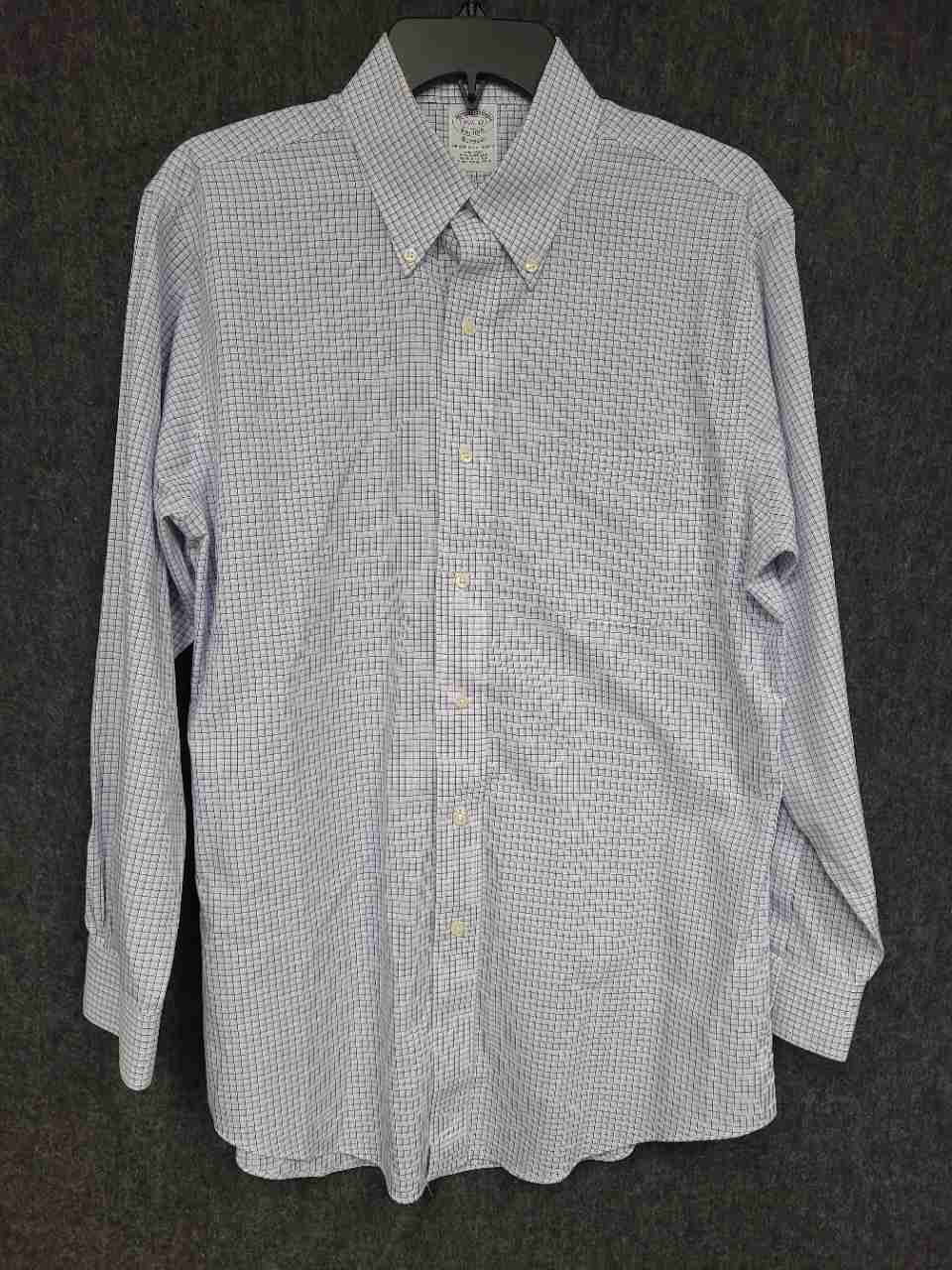 Brooks Brothers Men's Classic Fit Non-Iron Supima Cotton Check Shirt 15 1/2 32