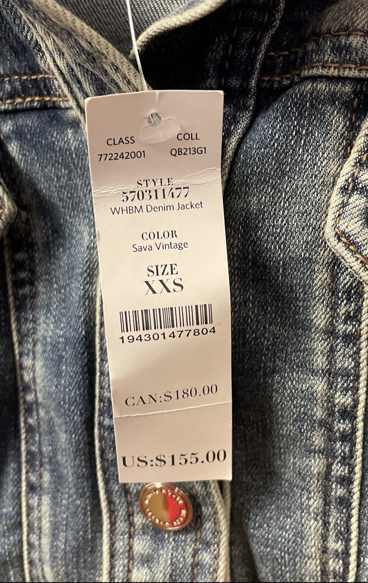 White House Black Market Women's Peplum Denim Jacket Blue NWT Size XXS