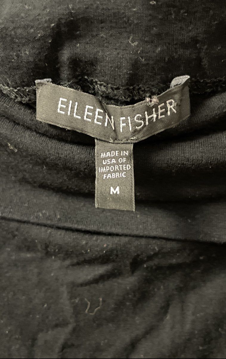 Eileen Fisher Women's Black Rayon Jersey Fold-Over Maxi Skirt Rear Slit Size M