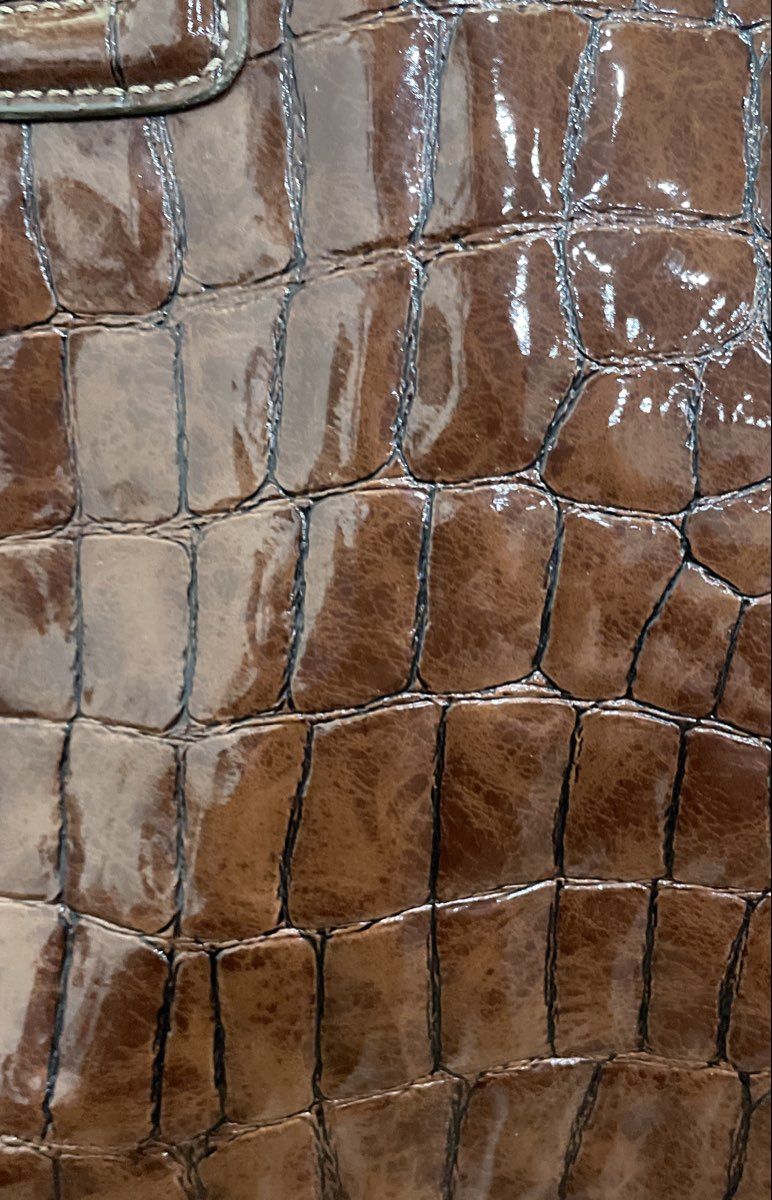 Liz Claiborne Brown Croc Embossed Faux Leather Tote Shoulder Bag