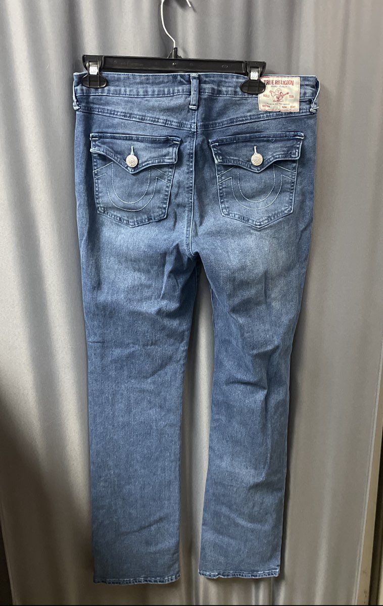 True Religion Women's Blue Billie Mid Rise Straight Leg Jeans Sz 31