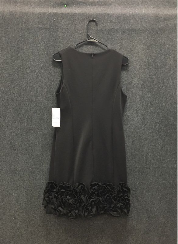 Donna Ricco Women's Black V-Neck Ruffle Rosette Dress DR50413 NWT Sz 6