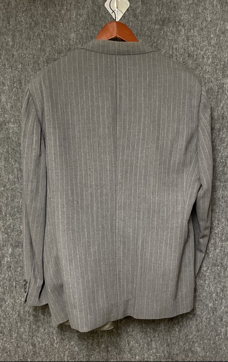 Vintage 90s Ungaro Paris Men's Gray Pinstripe Double Breasted Wool Blazer Sz 44R