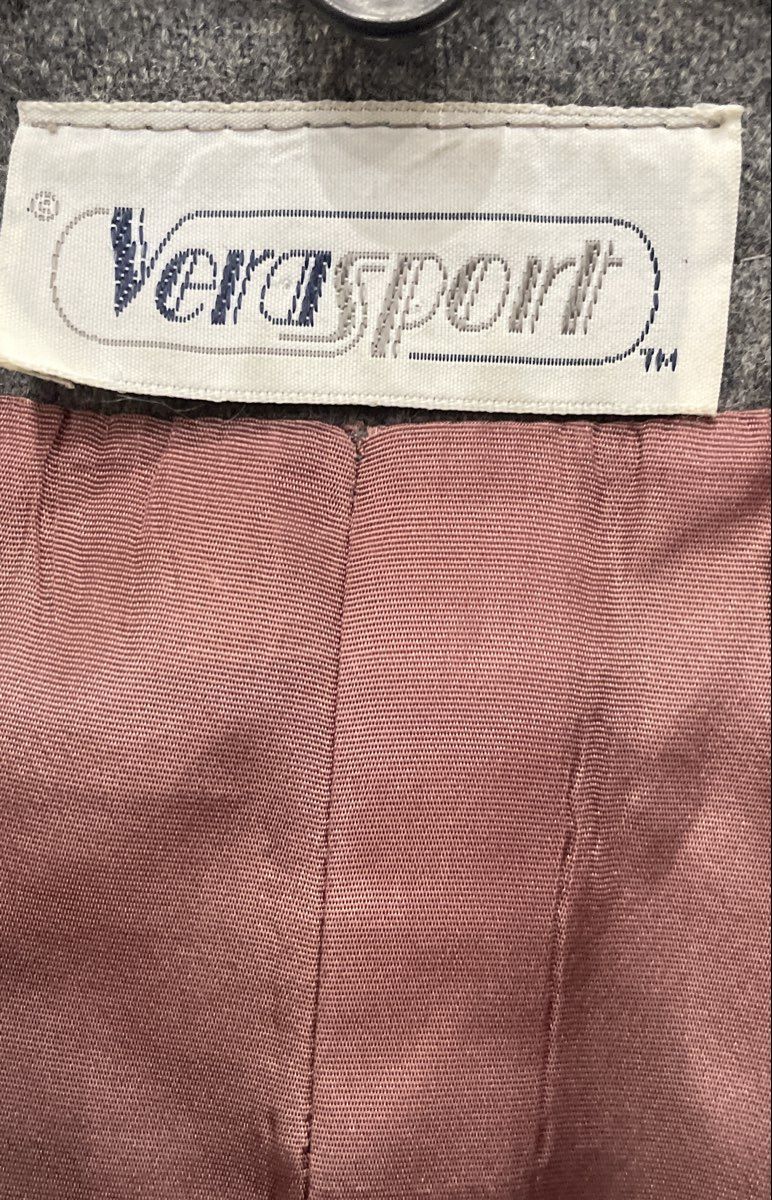 Vintage 90s Verasport Women's Grey Collarless Blazer Embroidered Jacket