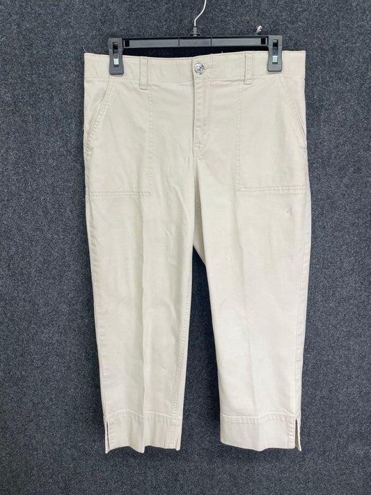 Gloria Vanderbilt Women's Cream Cropped Capris Cotton Stretch Utility Pants Sz 6