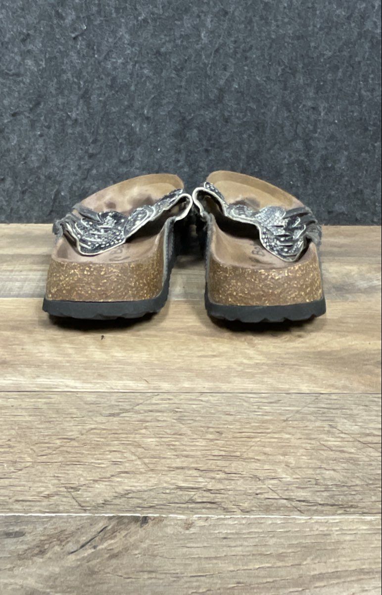 Birkenstock Pisa Grey Snake Embossed Multi-Strap Sandals Size Women's 9 EU 40