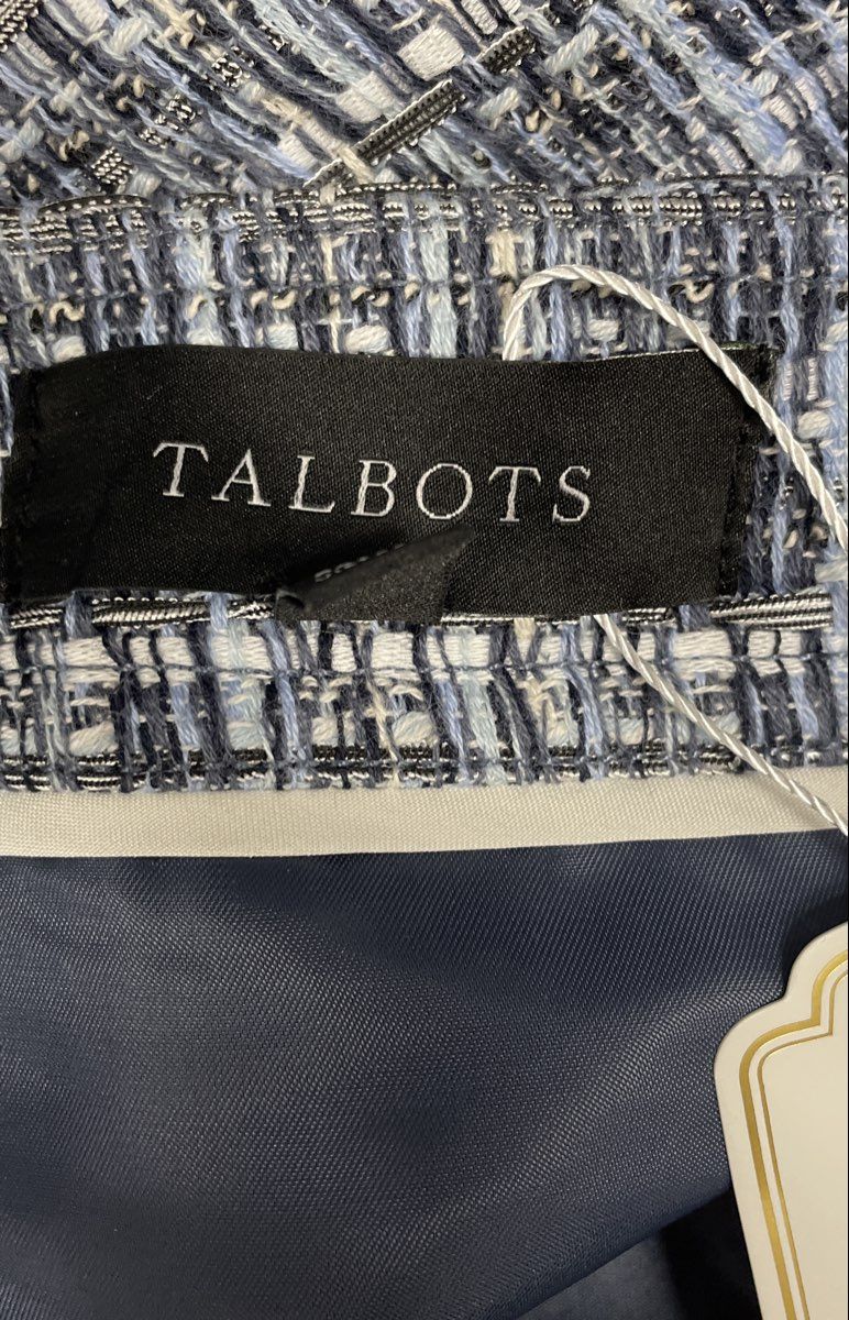 Talbots Women's Blue Gray Tweed Fringed Button Detail Mini Skirt Size 18 NWT