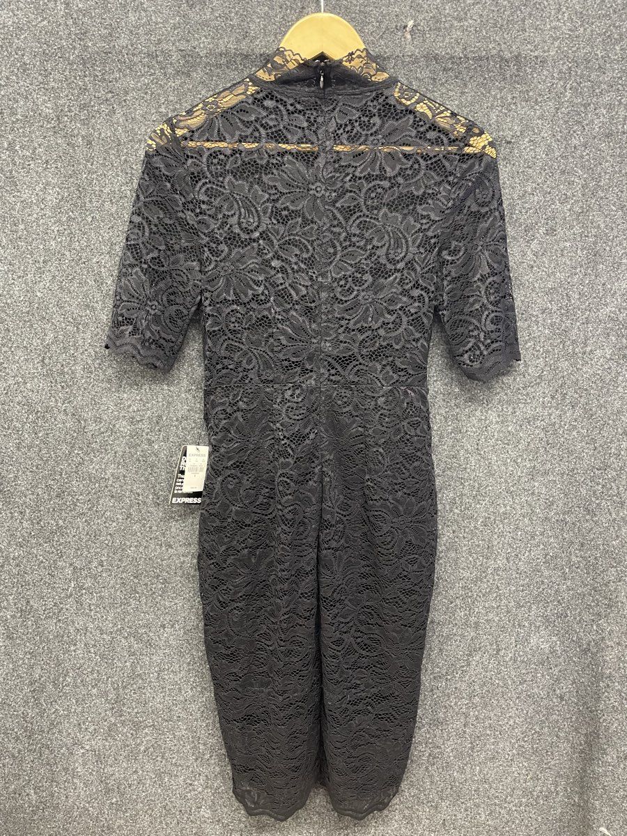 Express Women's Black Lace Mock Neck Midi Sheath Dress NWT Size 6