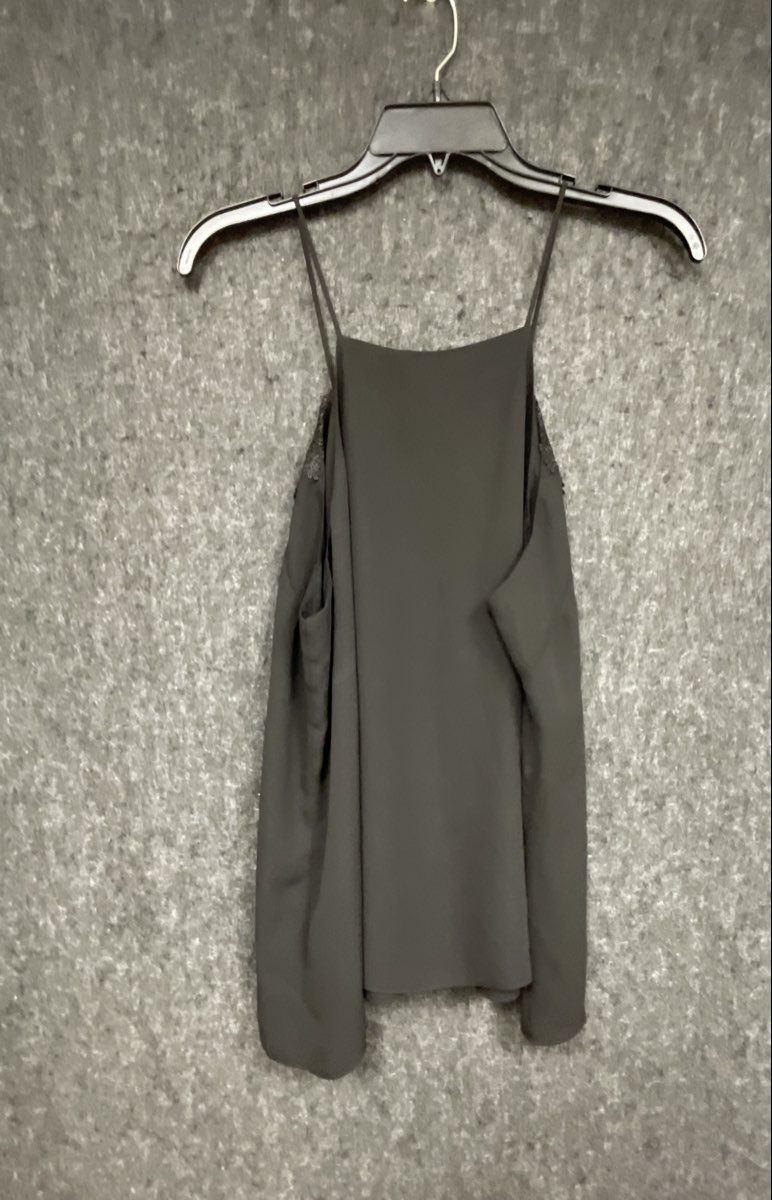 WAYF Women's Black Lace Trim Lace-Up Cami Top Size XL NWT