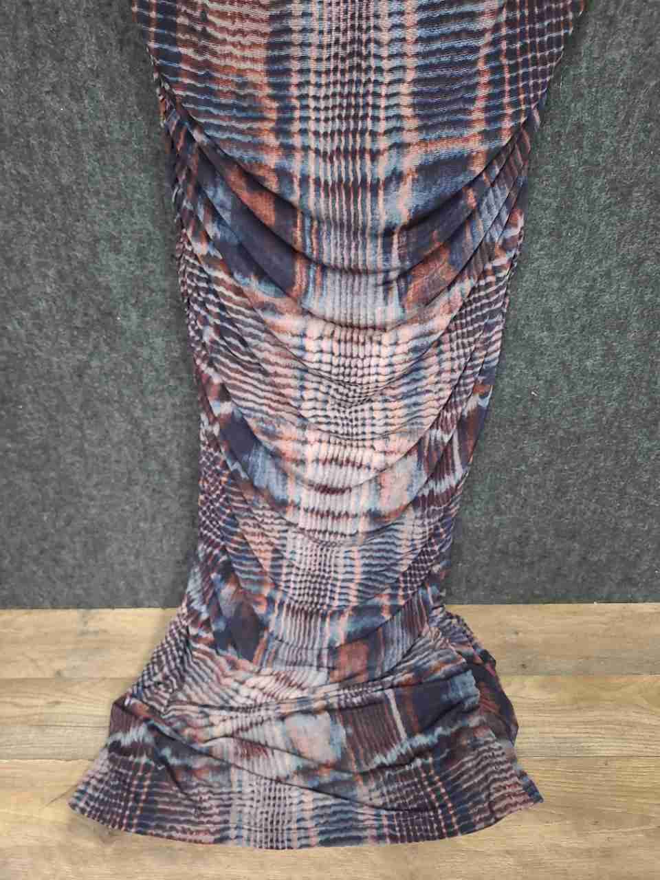 Kenneth Cole Women's Dark Navy Multi Ruched Mesh Sleeveless Maxi Dress Sz 14 NWT