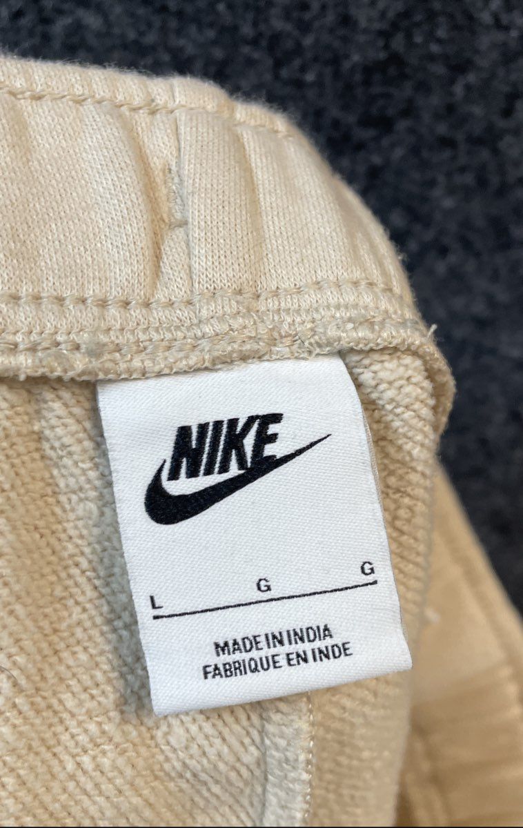 Nike Men's Beige Fleece Jogger Sweatpants Embroidered Logo Sz Large