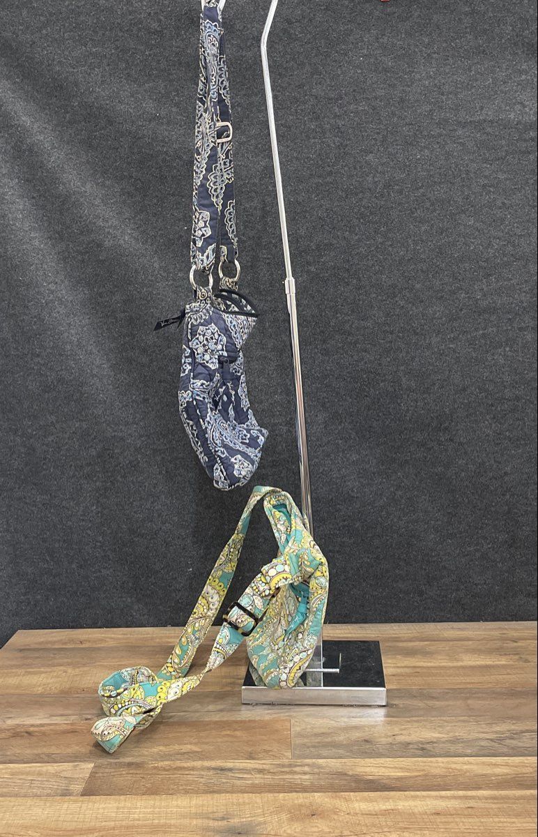 Vera Bradley Blue Paisley Quilted Cotton Crossbody Handbag Purse Lot of 2