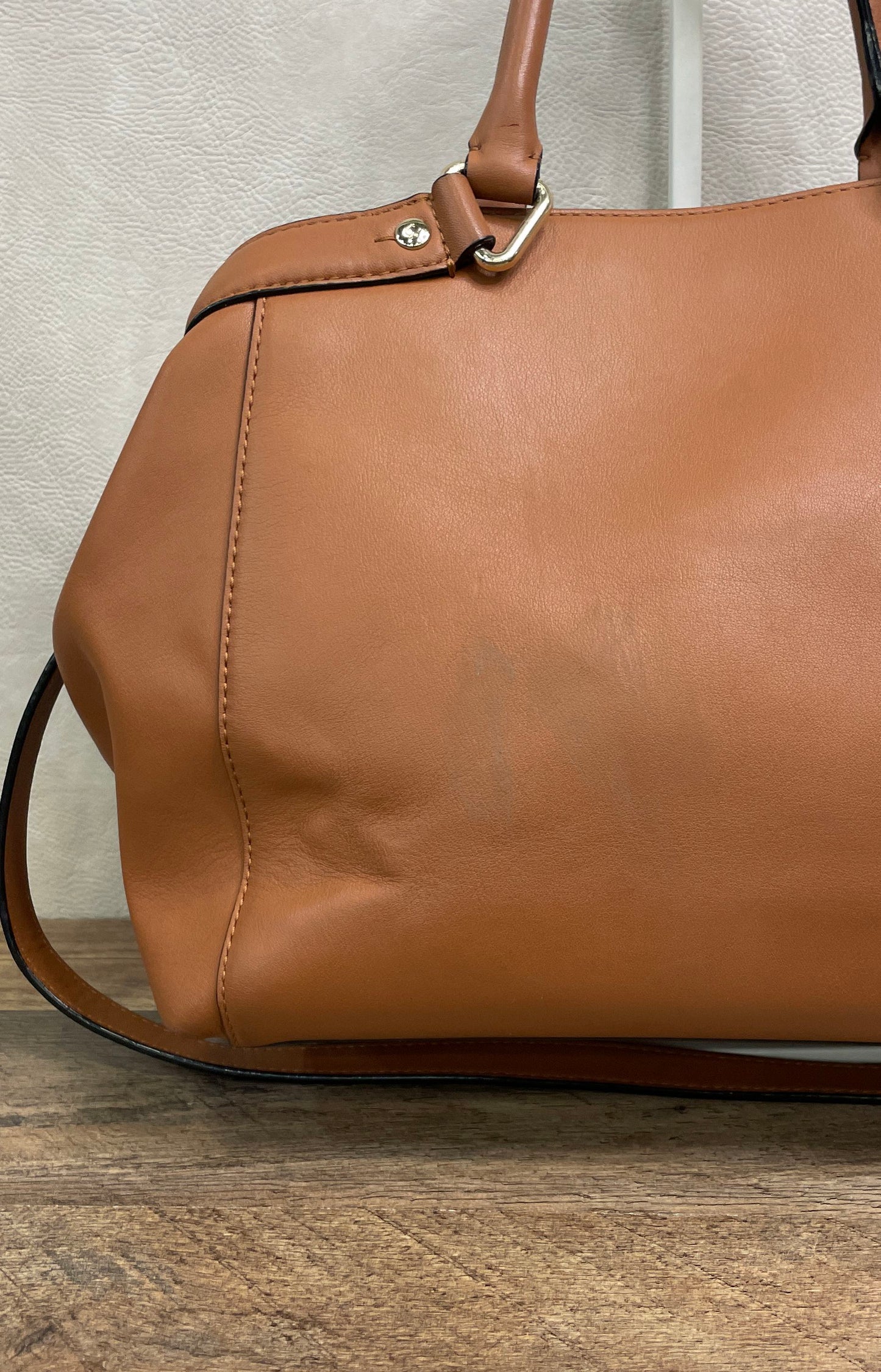 Kate Spade Brown Leather Satchel Handbag Gold Hardware