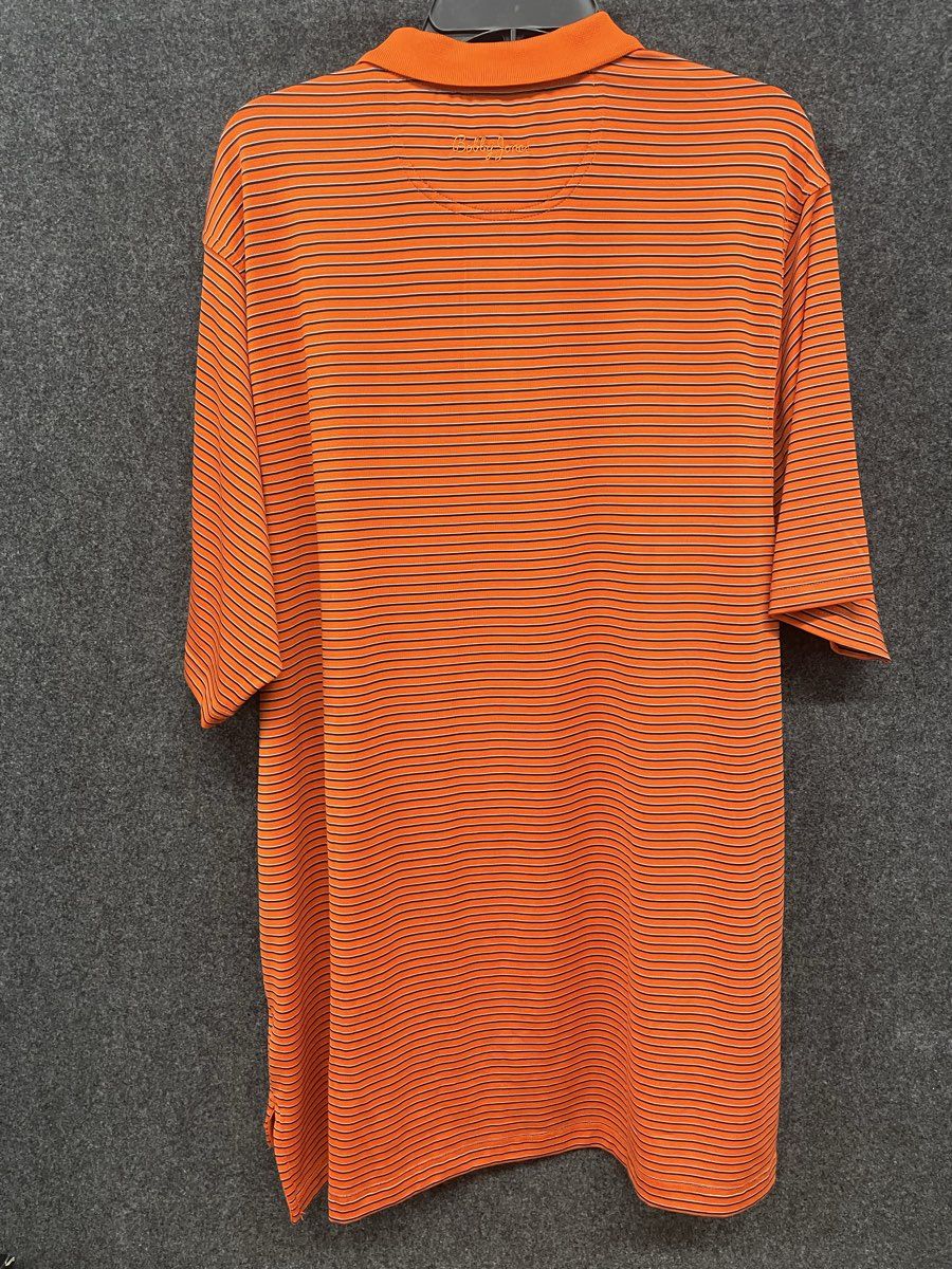 Bobby Jones Men's X-H2O Polo Shirt Orange Striped Performance Golf Sz XL
