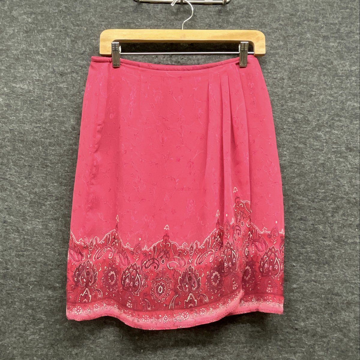 Worthington Women's Pink Floral Paisley Border Print A-Line Skirt