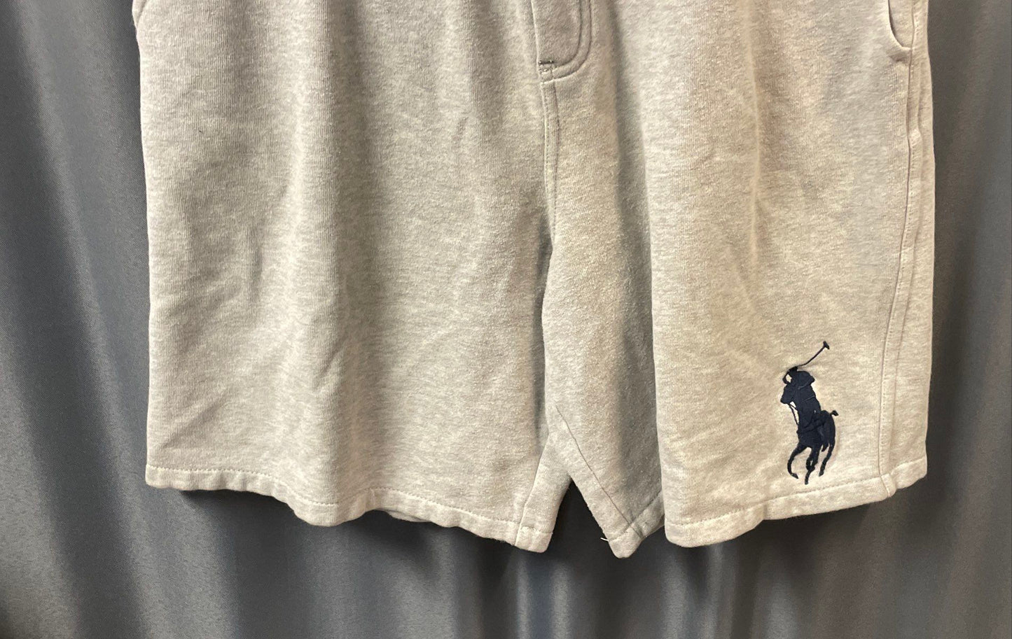 Polo Ralph Lauren Boys Gray Knit Sweat Shorts Blue Pony Logo Sz XL 18-20
