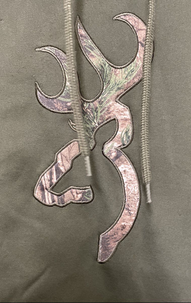 Browning Men's Olive Green Camo Buckmark Logo Pullover Hoodie Sz XXL