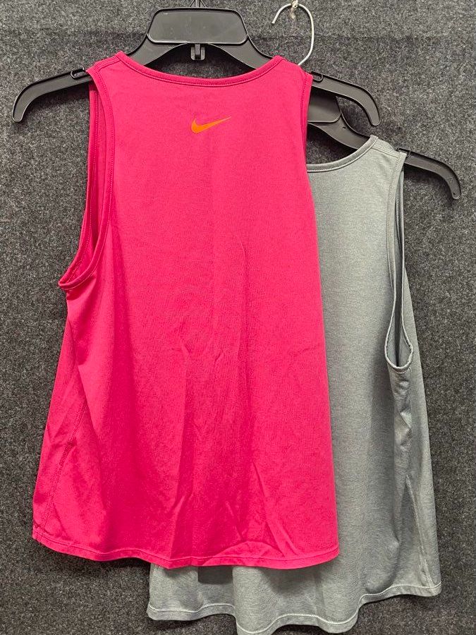 Nike Women's 2 Pack Dri-Fit Do It Anyway Workout Tank Tops Pink Gray Sz M