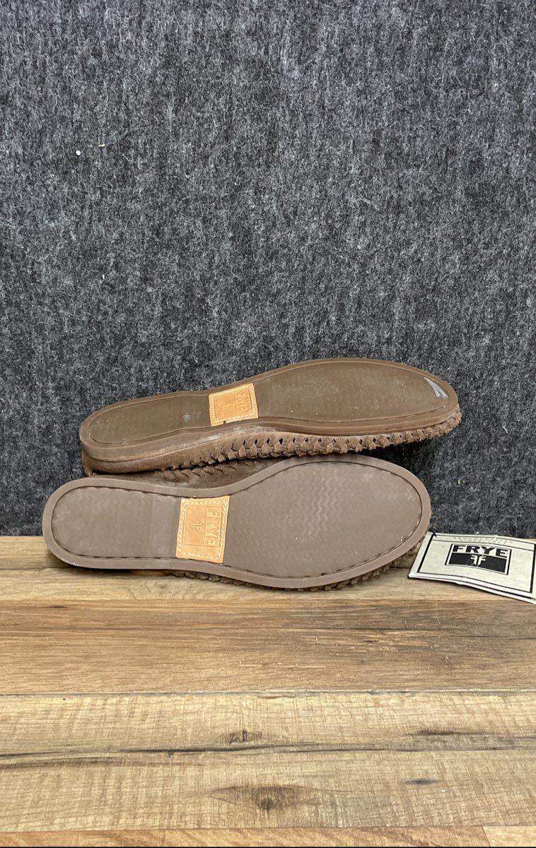 Frye Quincy Woven Boat Brown Leather Moccasin Shoes Size 5.5 M