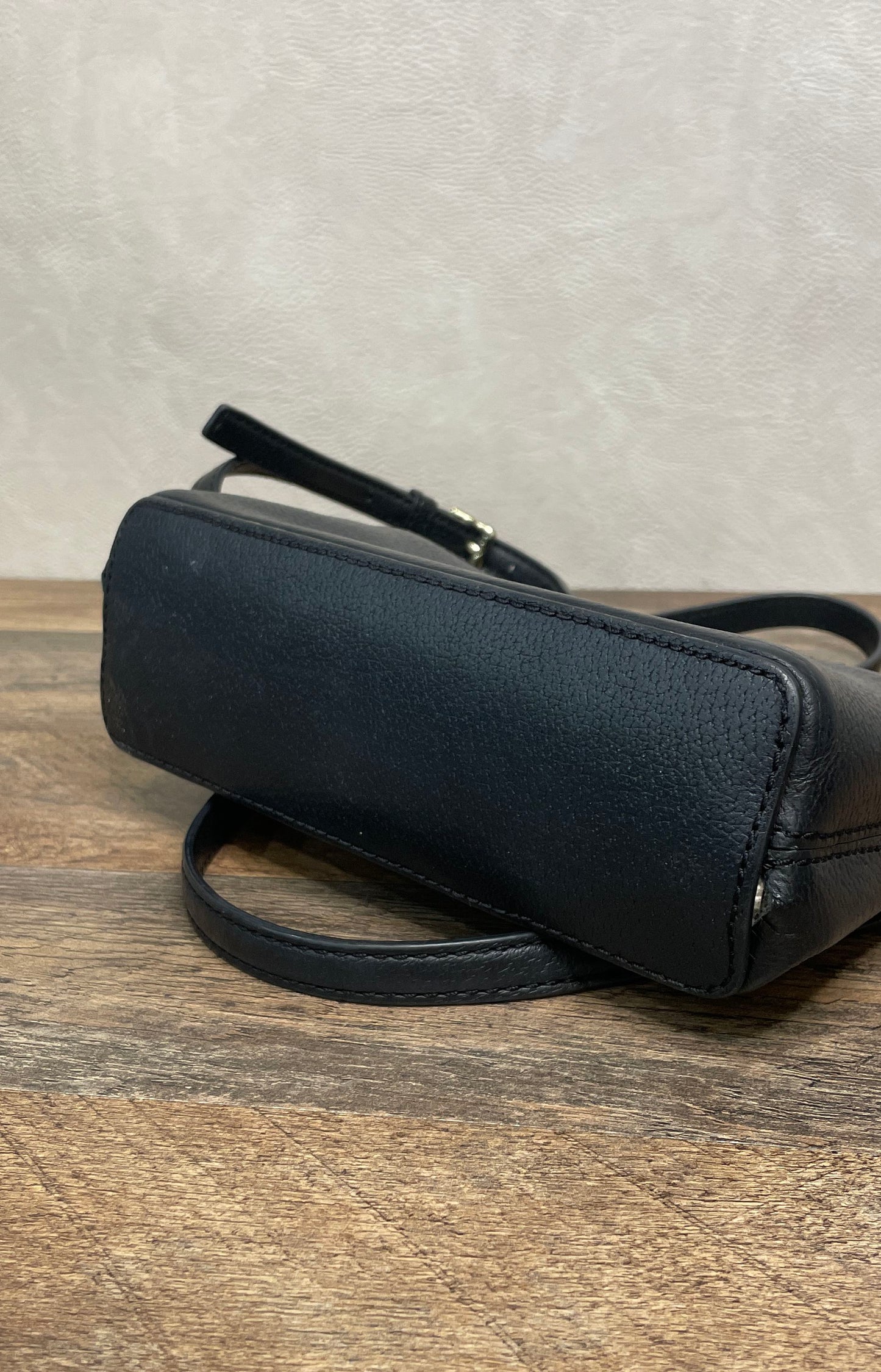 Kate Spade Black Pebbled Leather Small Crossbody Bag Gold Hardware