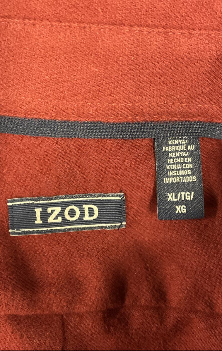 IZOD Men's Port Royale Burgundy Flannel Long Sleeve Button Down Shirt NWT Sz XL