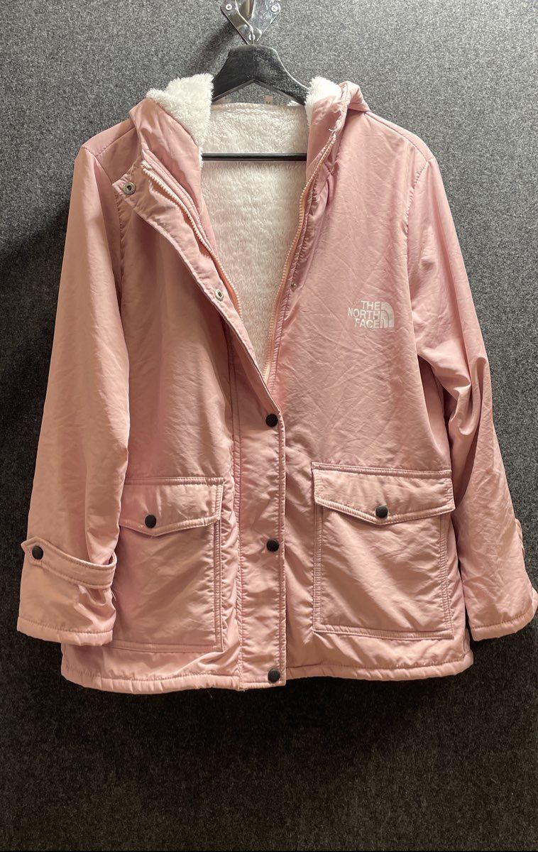 The North Face Women's Pink Fleece Lined Hooded Jacket Sherpa Parka Size M