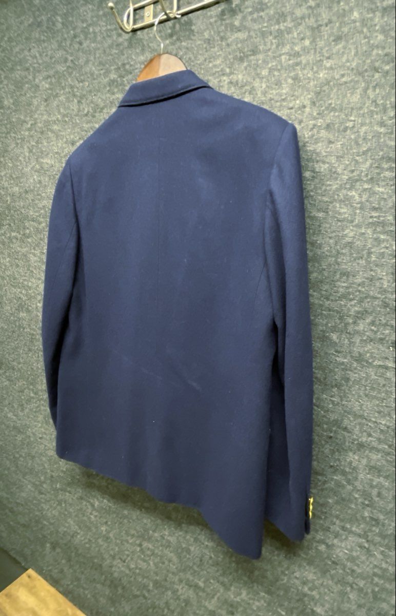 J.G. Hook Women's Vintage 90s Navy Wool Double Breasted Blazer Gold Crest Sz 16