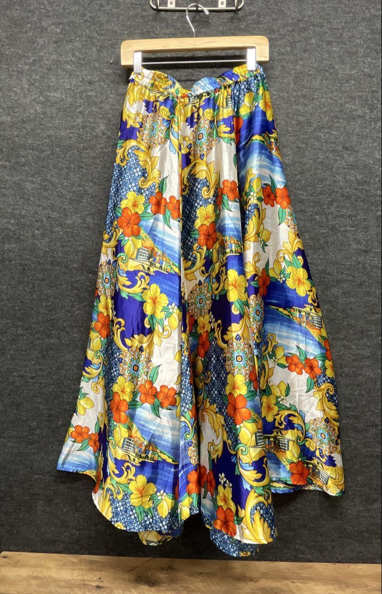 Her Destiny Women's Multicolor Floral Baroque Coastal Print Maxi Skirt Sz M