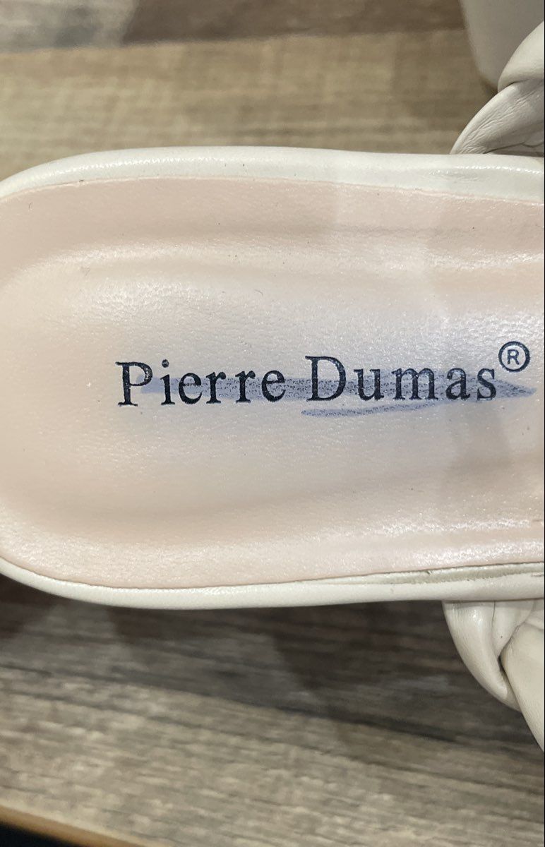 Pierre Dumas Ariana-4 Cream Braided Double Strap Block Heel Sandal Size 10
