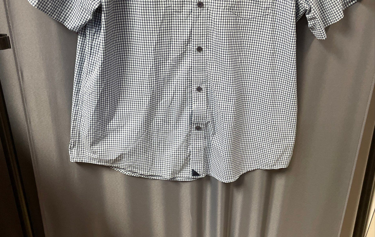 UNTUCKit Men's Blue White Gingham Plaid Short Sleeve Button Down Shirt Sz L