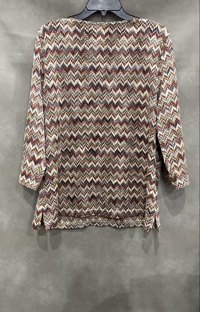 Alfred Dunner Women's Multicolor Zig Zag Chevron Knit Top Sweater Sz 1X
